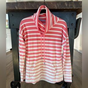 Southern Tide - pink strip cowl neck pullover - side s